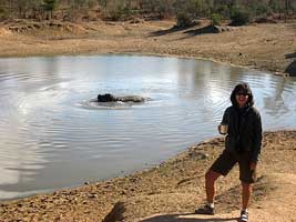 Cindi next to the hippo pool